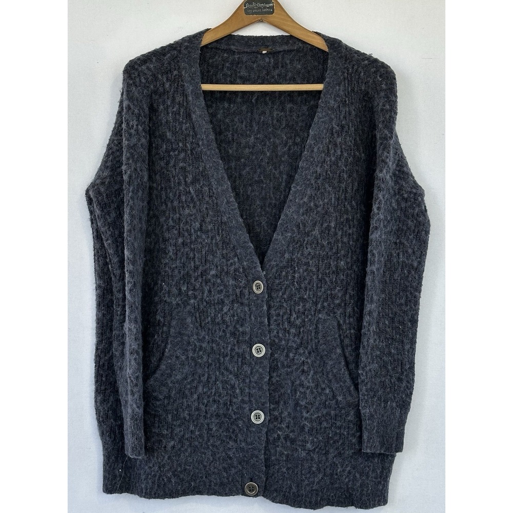 Free People Wool Blend Cardigan Blue Sweater Grunge Women's M Oversized